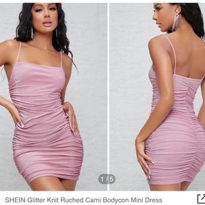 Shein glitter knit ruched cami bodycon mini dress